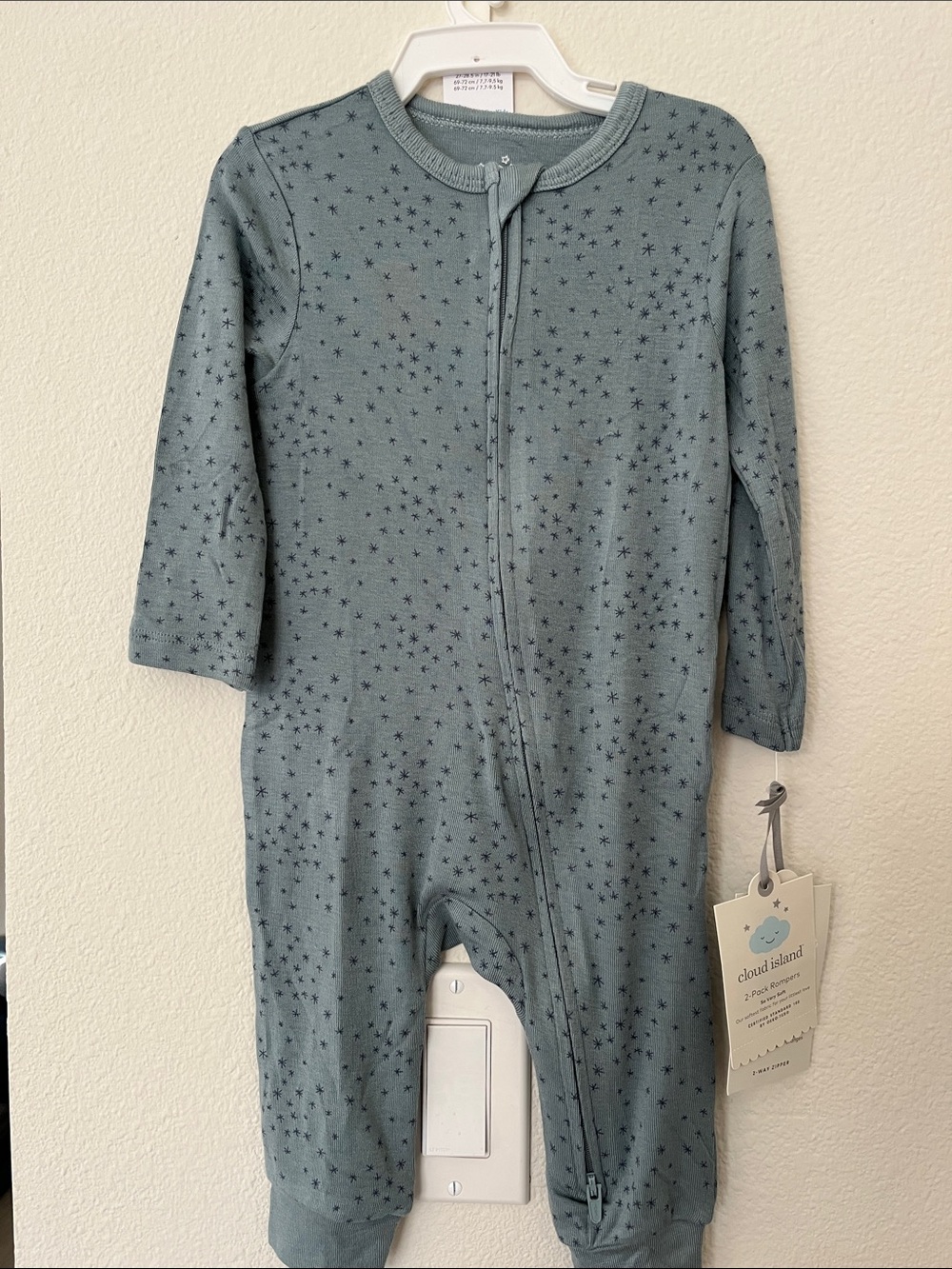 cloud island Dusty Blue Star Print Long-Sleeve No Footiea